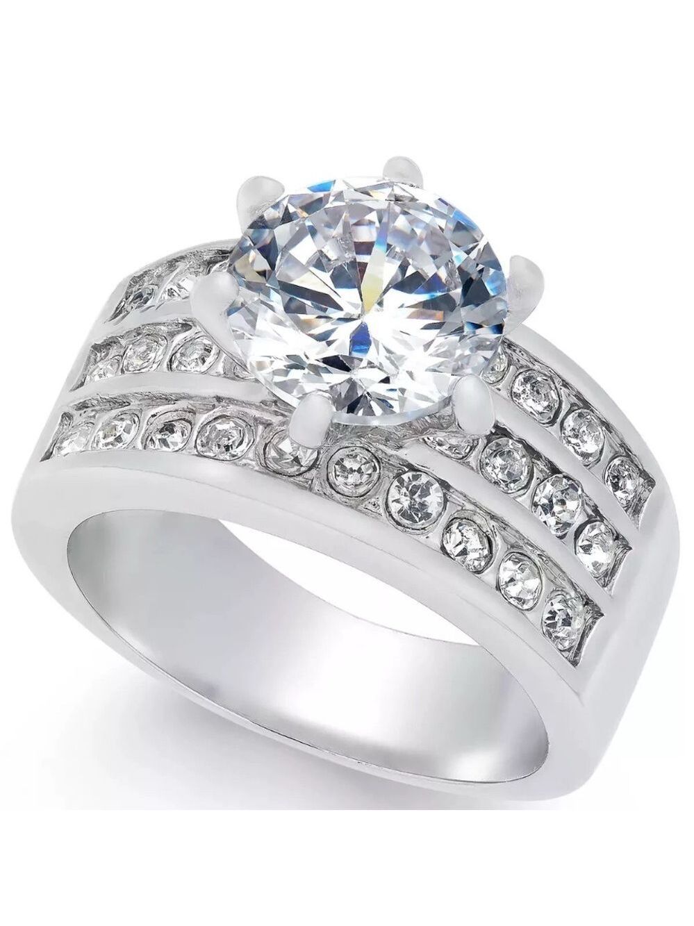 Charter Club Ring Crystal Triple Row Size 10